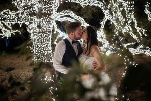 twinkle lights wedding portraits
