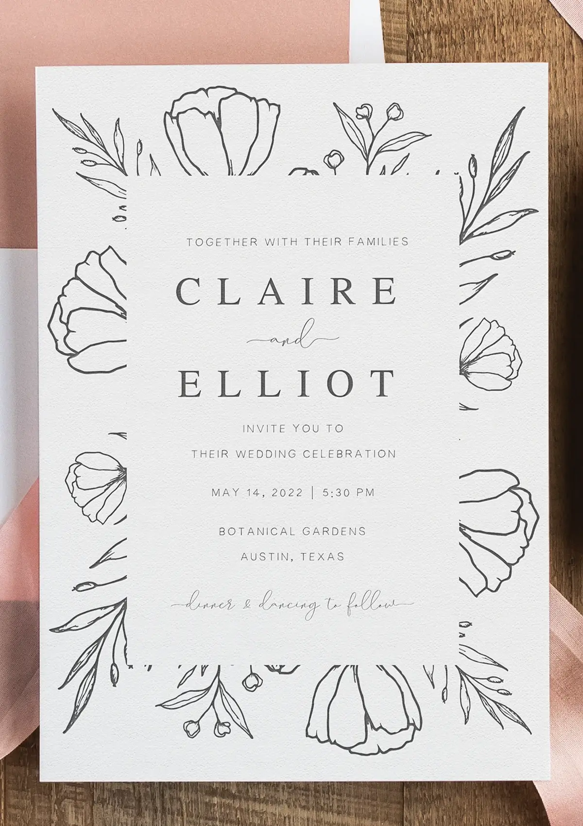 letterpress wedding invitation