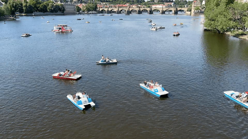 Boats in the river near Prague