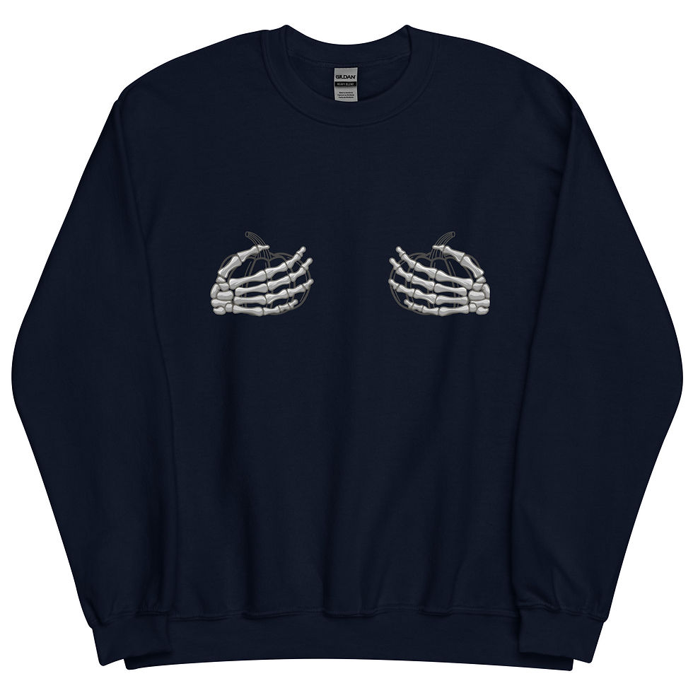 Thumbnail: Unisex Sweatshirt "Skeleton Grabbing Pumpkins"