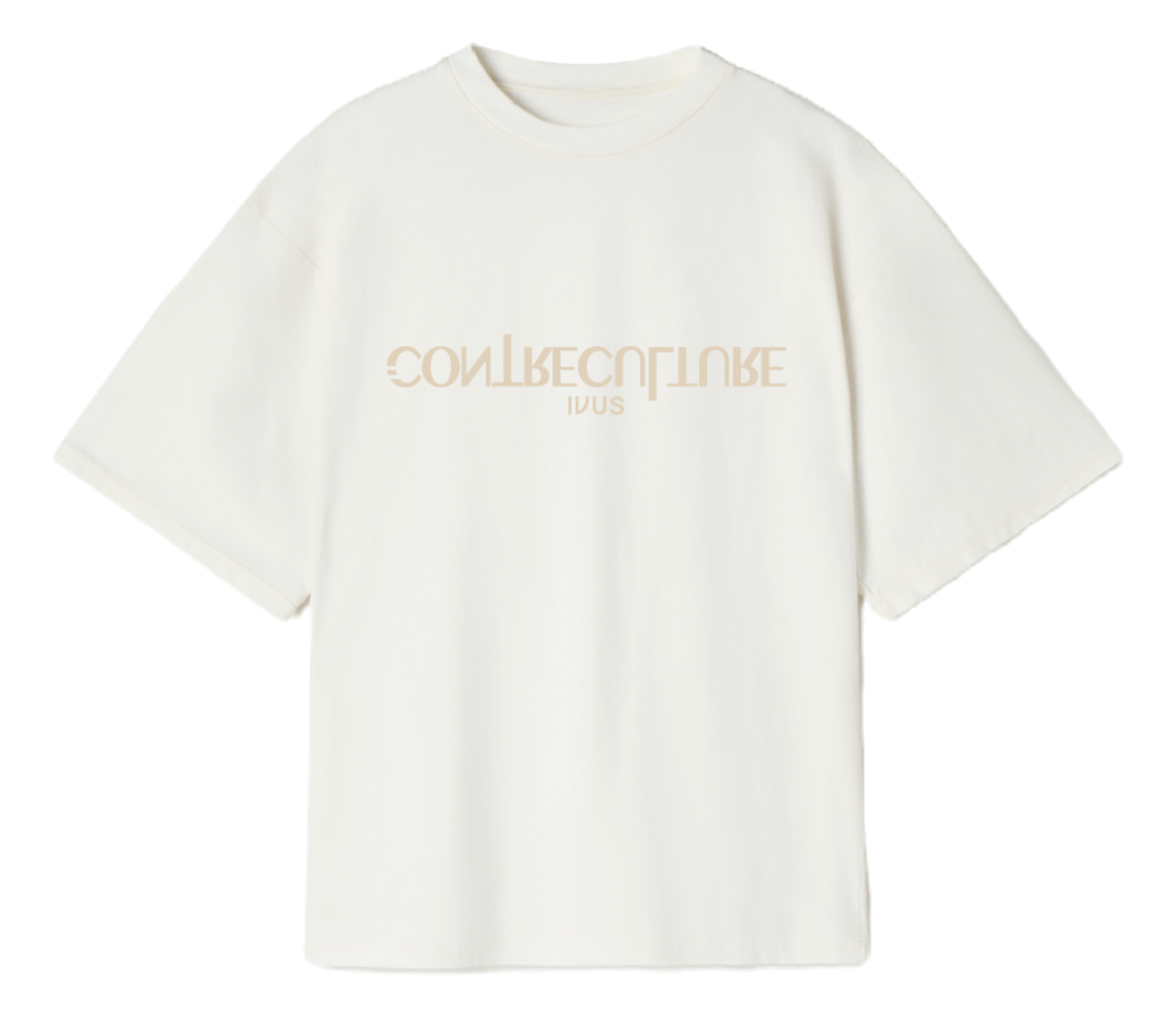 OUTLET - T-shirt Contre Culture White - Logo 3D Beige
