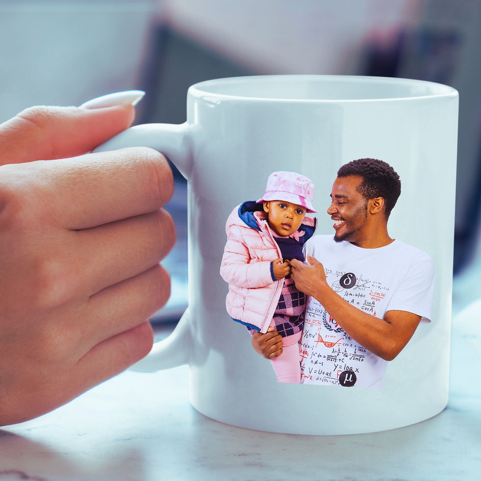 Thumbnail: White mug with photo of man holding baby