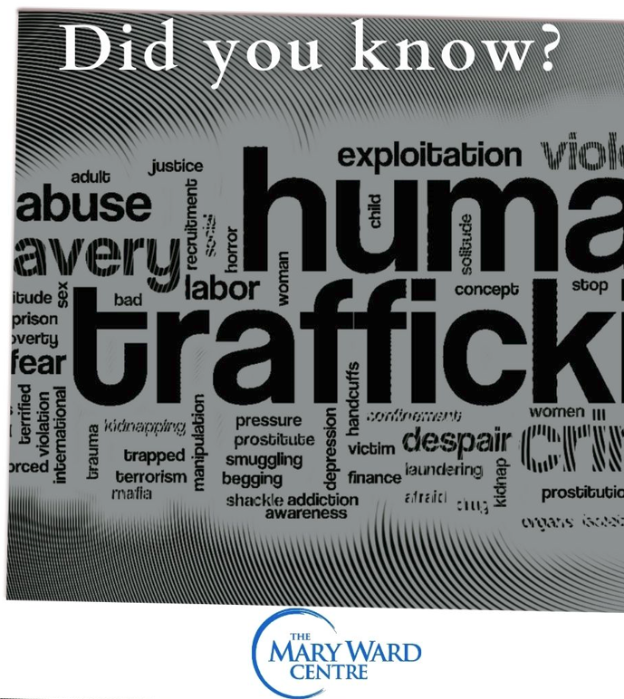Different words describing human trafficking graphic