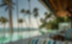 Filmklappe mit Dschungel und Strand im Hintergrund