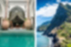 Links Bild Marrakesch, rechts Bild Madeira