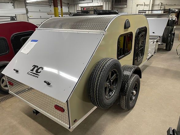 Tan Outdoor Teardrop trailer for rent