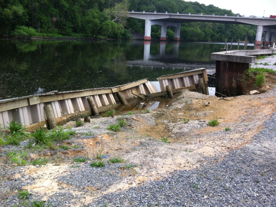 repair erosion behind seawall warning signs