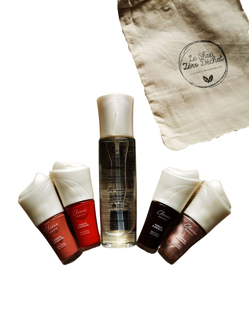 Coffret vernis et dissolvant ecofriendly avec son pochon cadeau