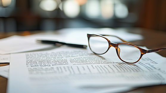 a pair of glasses over paperwork