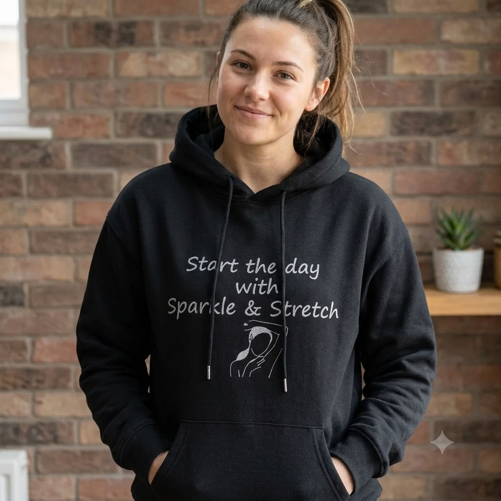 Hoodie 'Start the Day with Sparkle and Stretch'