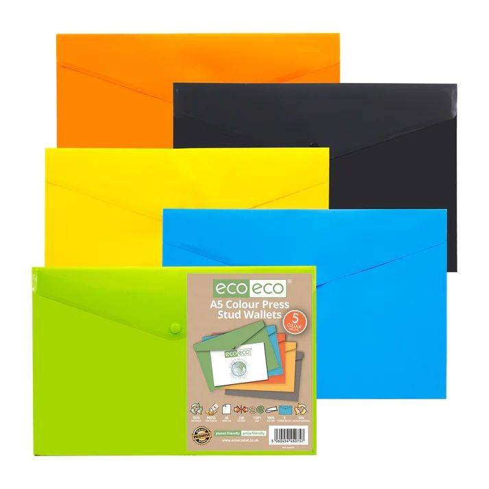 Eco-Eco A5 50% Recycled Press Stud Wallet (UK Stock)