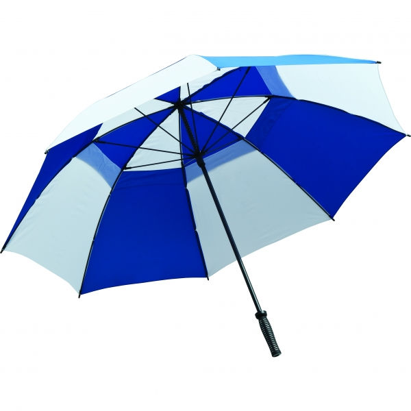 Vented Golf Umbrella (UK Stock: Royal Blue & White)