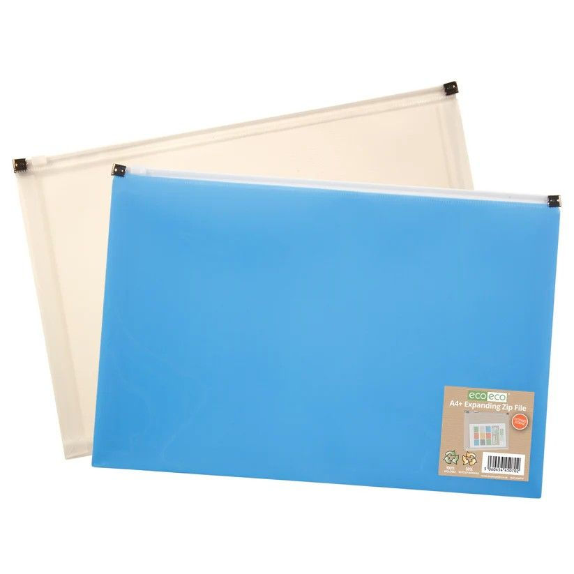 Eco-Eco A4+ 50% Recycled Expanding Zip File (UK Stock)