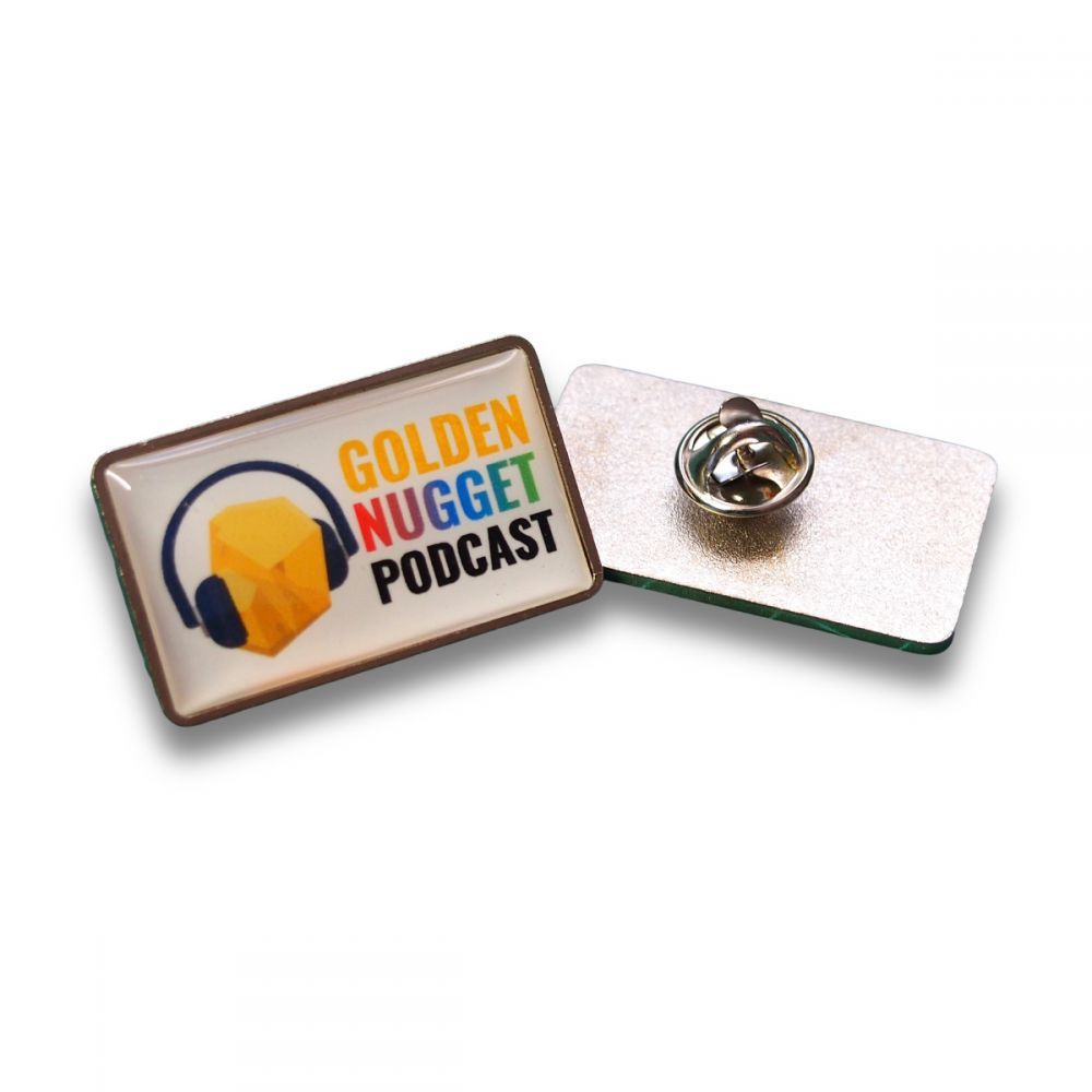 Rectangular Pin Badge with Full Colour Printed Decal (UK Stock)
