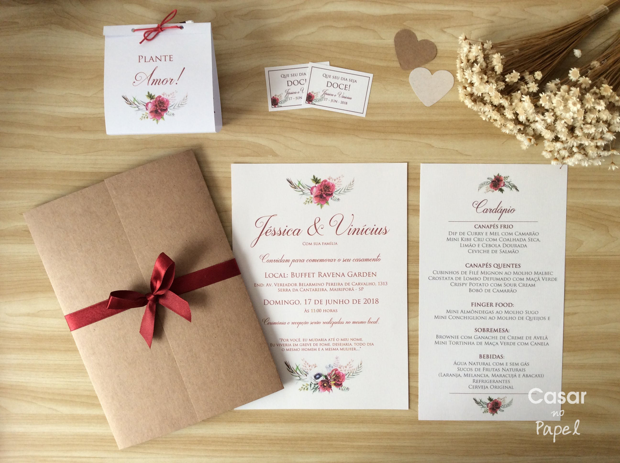 Convite de Casamento Jéssica e Vinicius Rústico