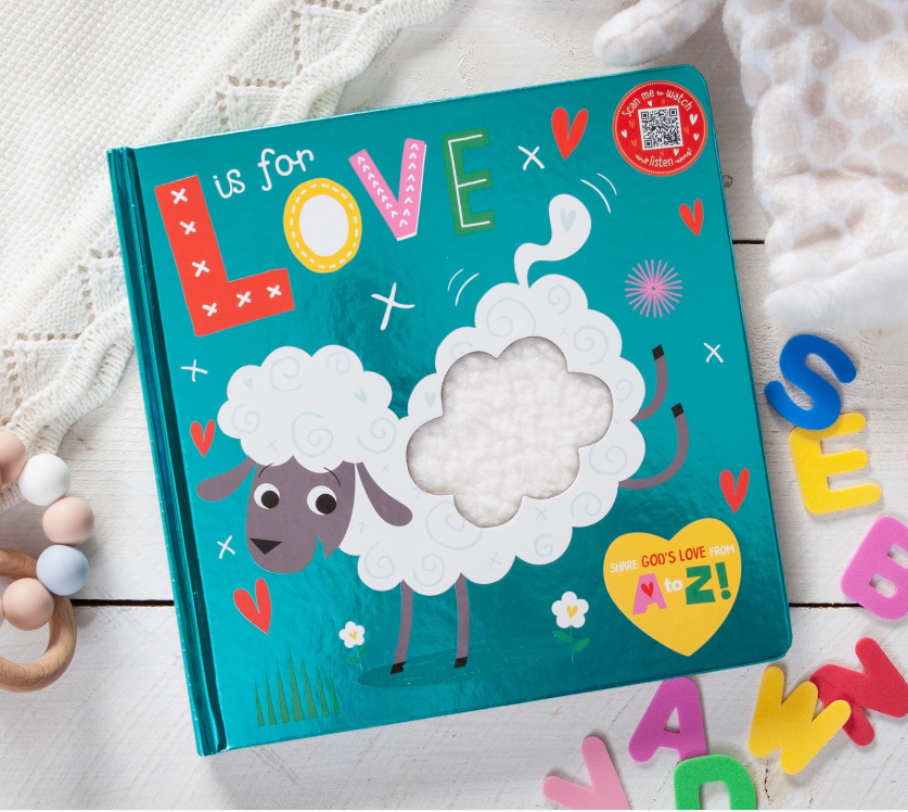 L is for Love Christian touch and feel ABC board book with interactive sheep cover for babies and toddlers