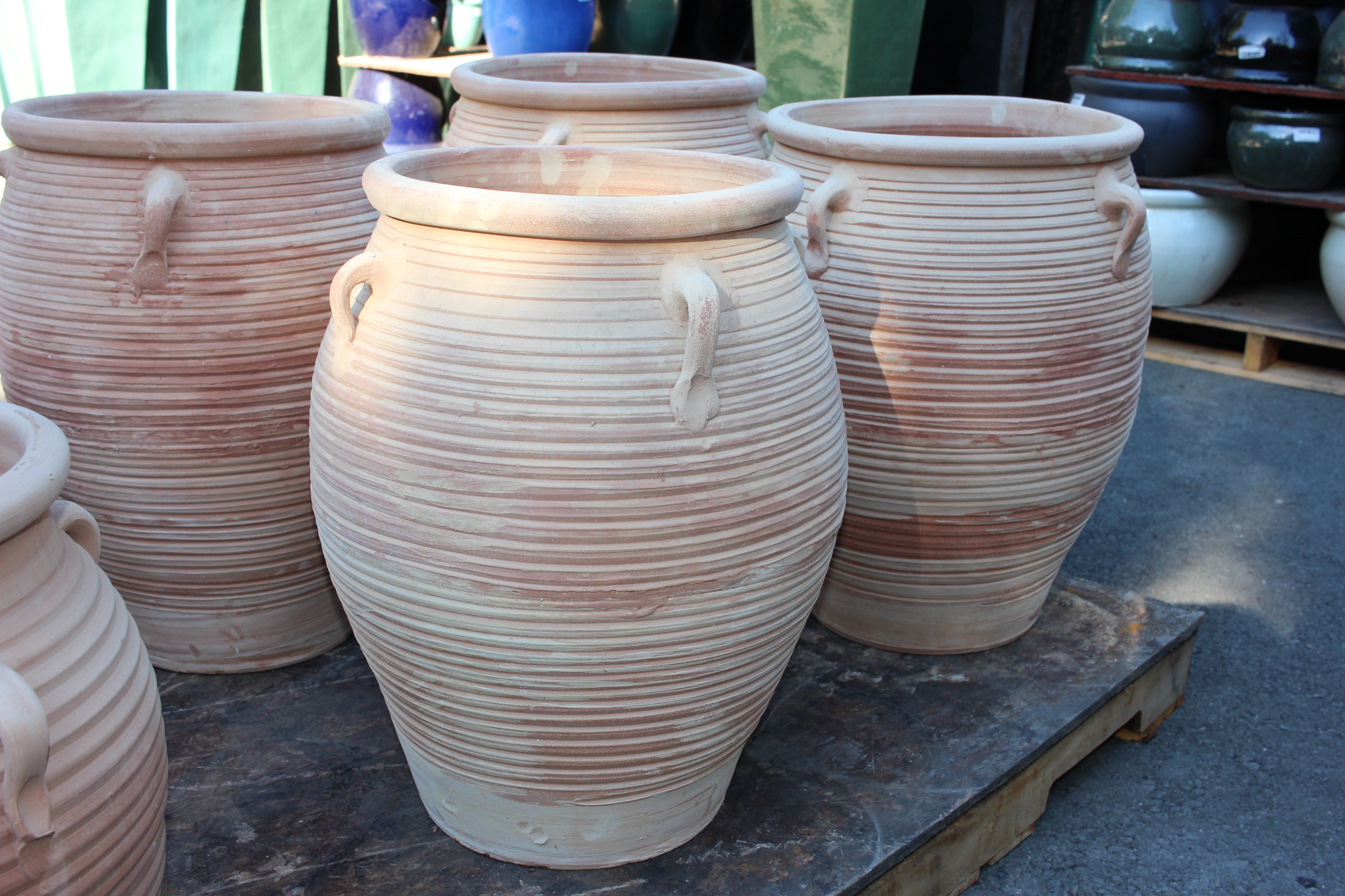 Ribbed Vase with Handles