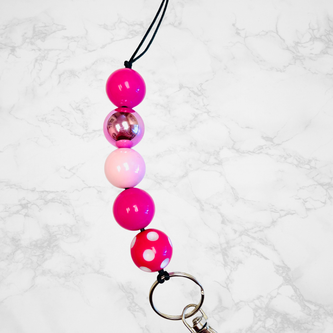 Pink Polka Dots Lanyard