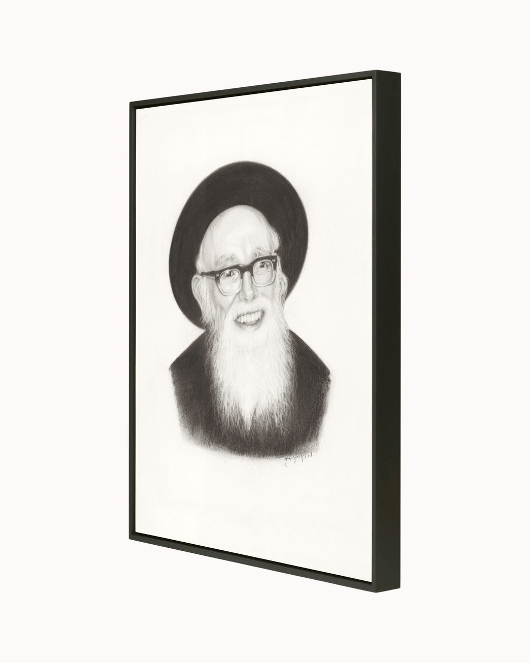 הגרש"ז אוירבך מסגרת עץ שחור - מבט צד