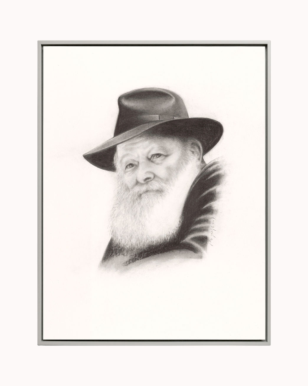 הרבי מליובאוויטש #2 מסגרת עץ אפור בהיר