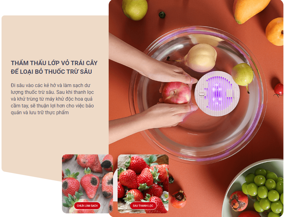Máy rửa rau quả mini thông minh.
content media