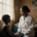 Smiling doctor with a child in Kaikoh healthcare patient stories.
