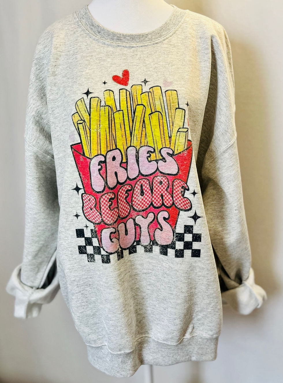 Thumbnail: Fries Before Guys- Women’s Crewneck Sweatshirt (solid & bleached options)