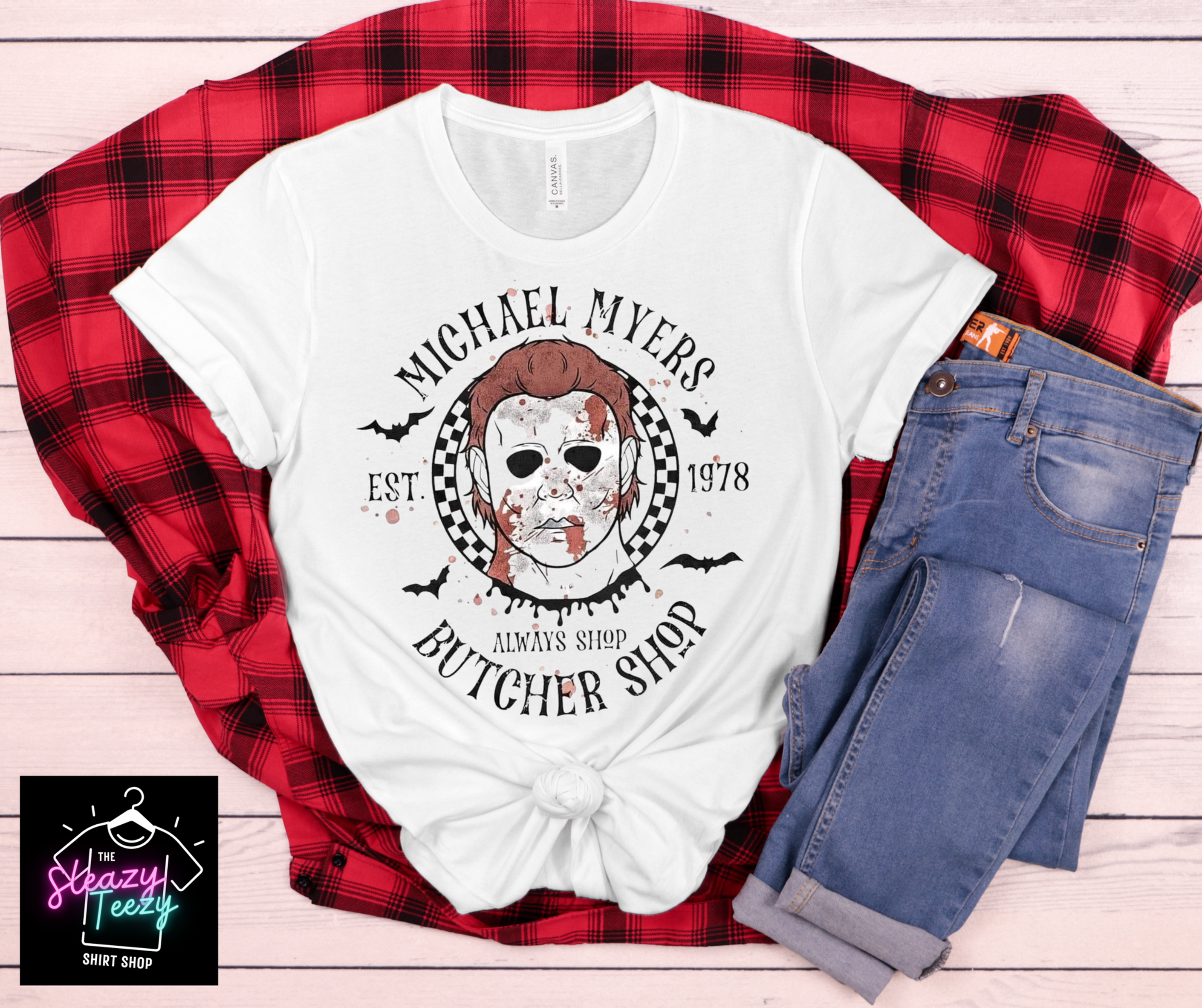 Mike Myers Bitcher Shop- Adult unisex short sleeve tee (solid & bleached option)