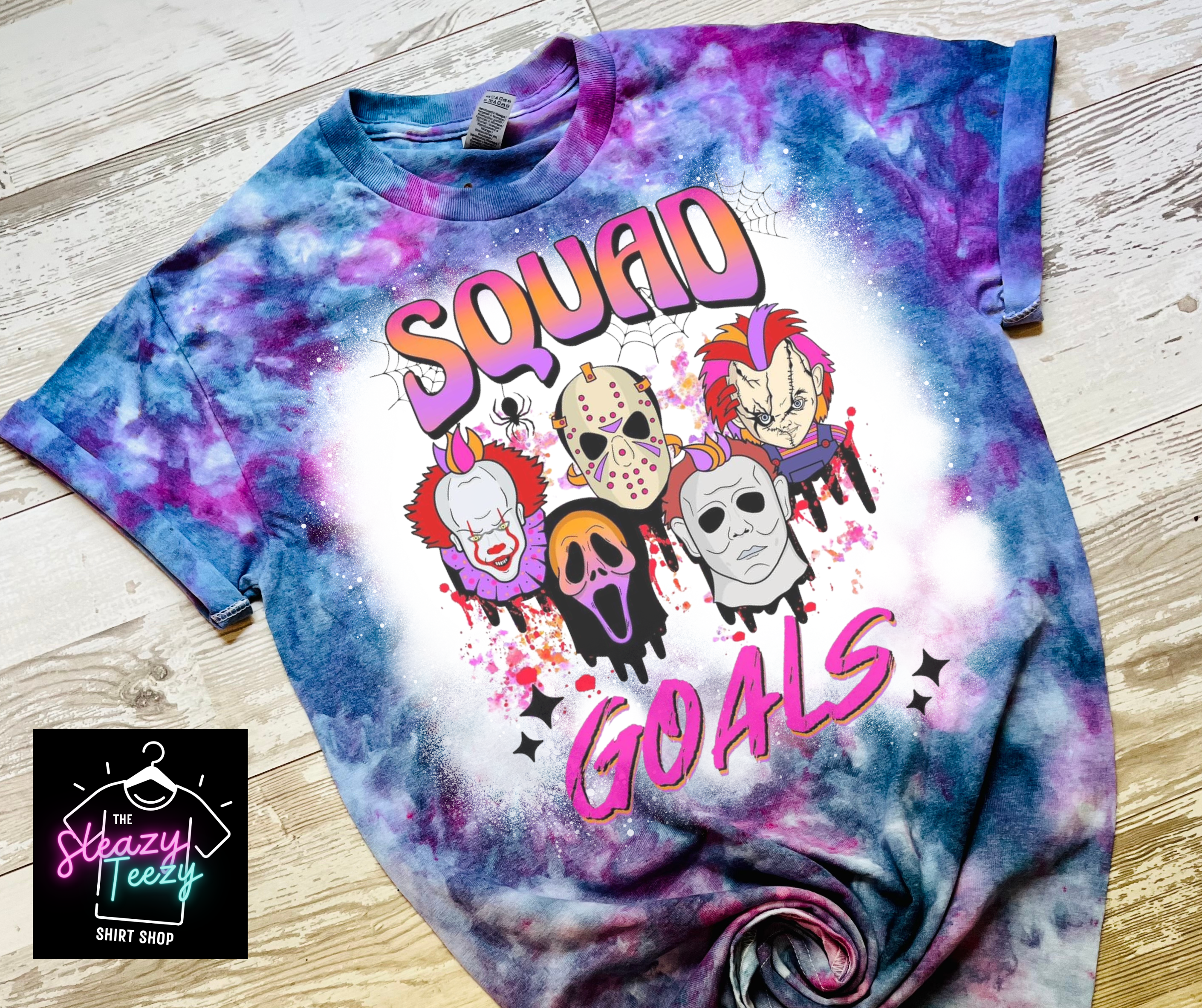 Squad Goals- Women’s Short Sleeve Ice Dyed Tee (Plum & Cobalt)