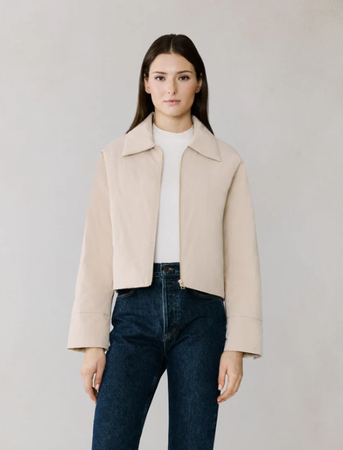 Soia & Kyo Laleh Duvet Down Cropped Jacket in Soft Teak