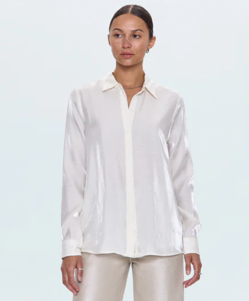 Pistola Tilda Long Sleeve Button Up in Ecru