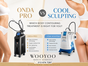 ONDA PRO vs CoolSculpting comparison showing non-surgical fat reduction treatments, body contouring technology, and skin tightening benefits at WooYoo Medical Aesthetics in Los Angeles.