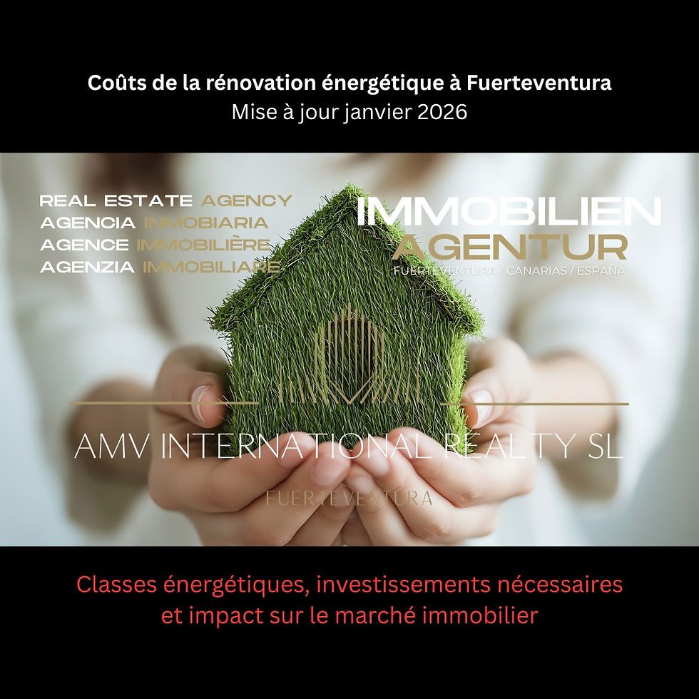 Image symbolique de rénovation énergétique à Fuerteventura 2026 : modèle de maison verte tenu dans les mains. Focus sur classes énergétiques, investissements et impact sur le marché. Conseil par Oliver Schlolaut.