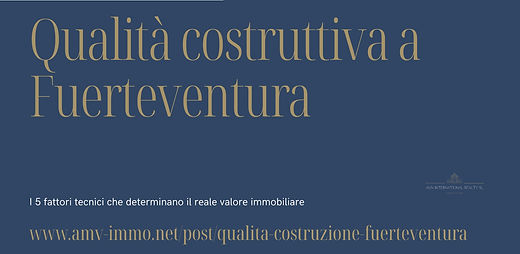 Abbiamo pubblicato un nuovo articolo tecnico sulla qualità costruttiva a Fuerteventura, con i cinque fattori che determinano il valore reale di un immobile.
👉 Leggi l’articolo: Qualita Costruzione Fuerteventura – I 5 Fattori Tecnici | AMV INTERNATIONAL REALTY