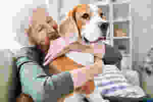 aged woman with dog aged care transition