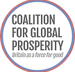 Coalition for Global Prosperity logo promoting UK leadership in aid, development, and global action
