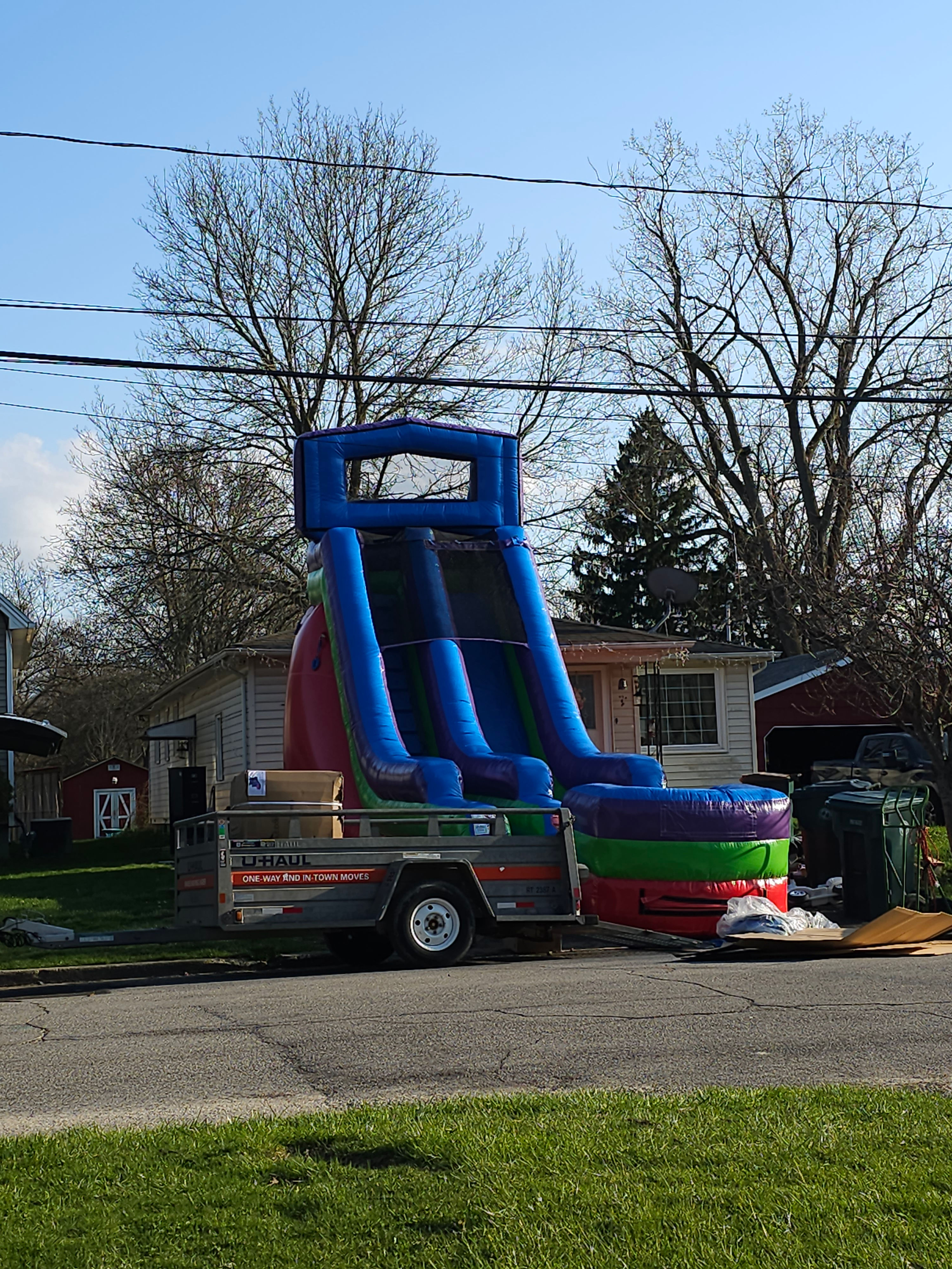 18' Modular Retro Rainbow Inflatable Water Slide