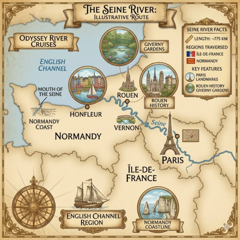 Seine River Cruise Illustrative Map