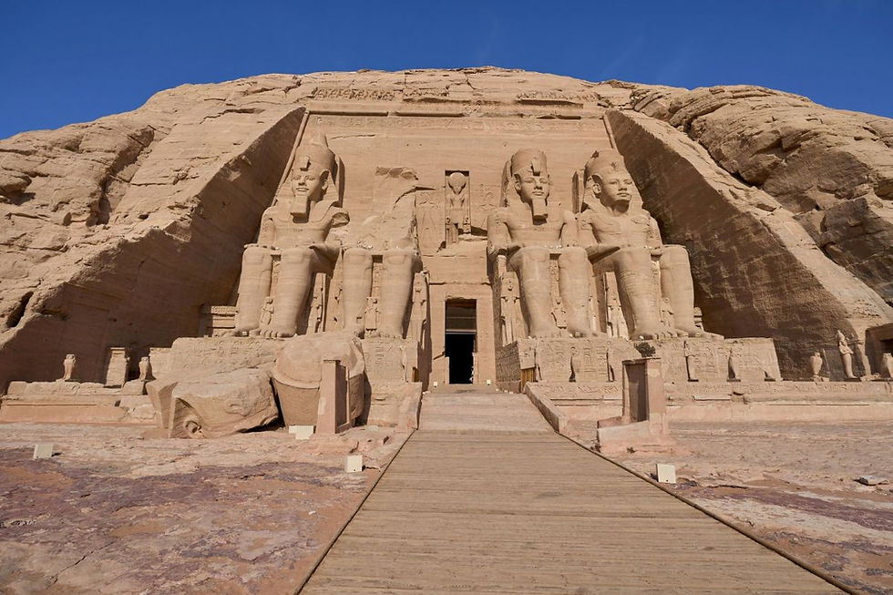 Abu Simbel temple complex near Aswan, Egypt, a major ancient landmark often included as an optional excursion with Nile River cruise itineraries.