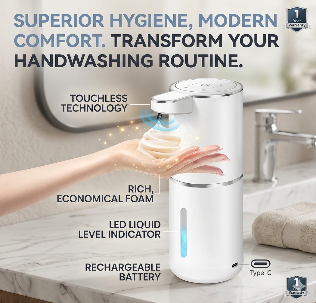 🧴 Automatic Soap Dispenser — Touchless, Rechargeable, 350ml