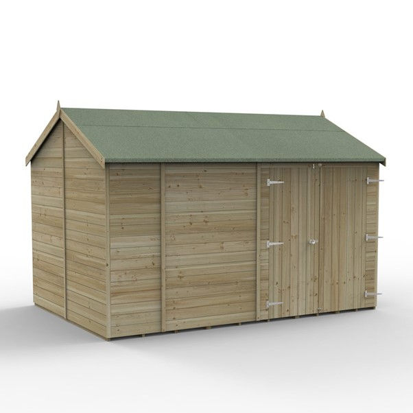 Thumbnail: Timberdale Reverse Apex Shed 12×8 – Double Door – No Windows