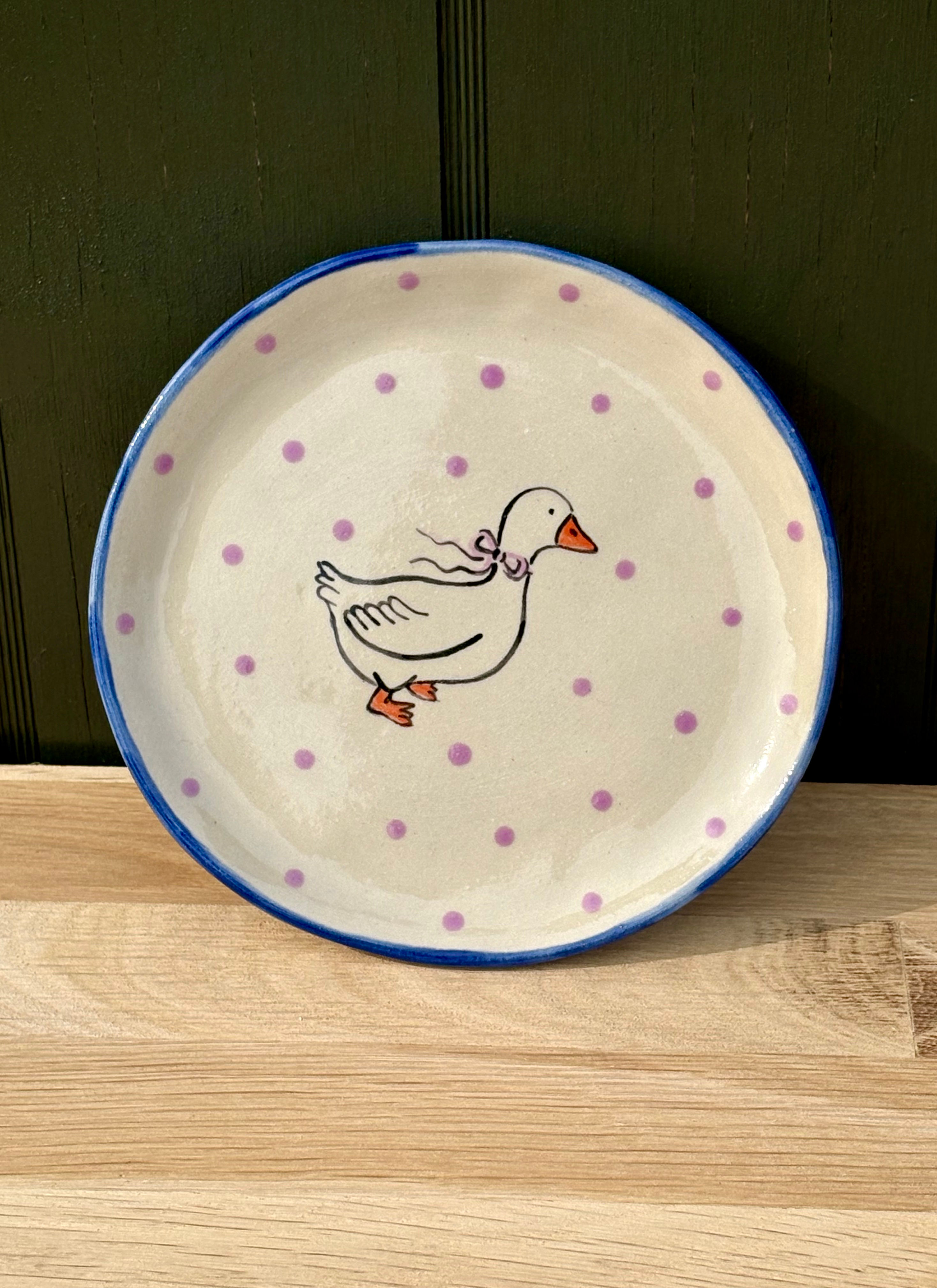 Lille tallerken m. And i blå 