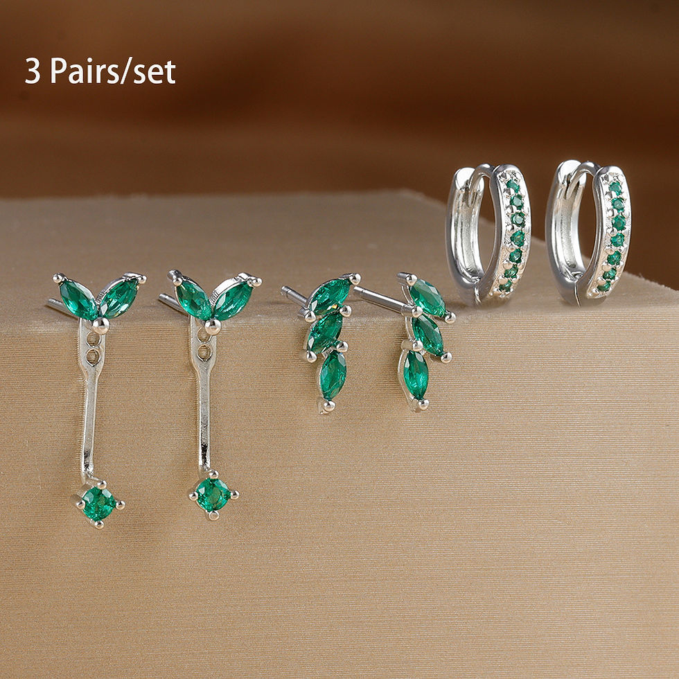 Thumbnail: 3 Pairs Exquisite Zircon Little Huggies Hoop Earrings Set for Women Stainless St