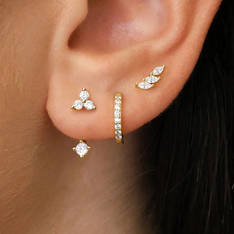 Thumbnail: 3 Pairs Exquisite Zircon Little Huggies Hoop Earrings Set for Women Stainless St