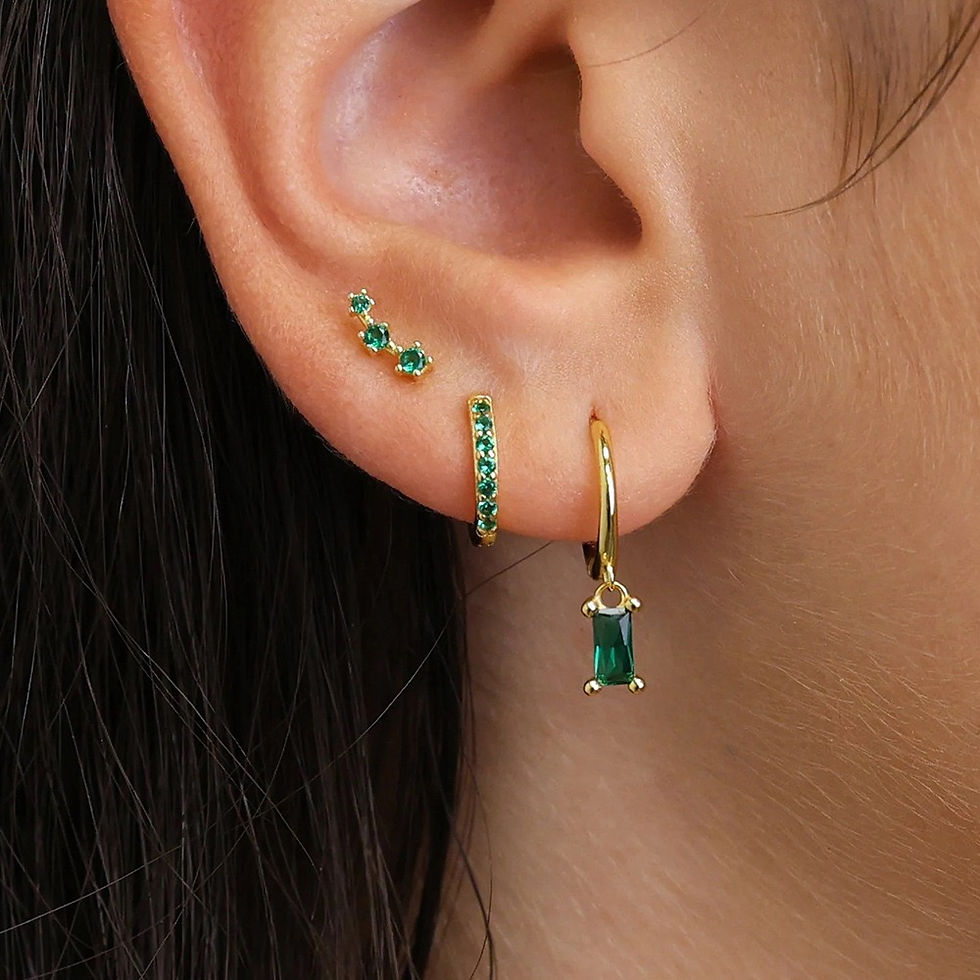 Thumbnail: 3 Pairs Exquisite Zircon Little Huggies Hoop Earrings Set for Women Stainless St