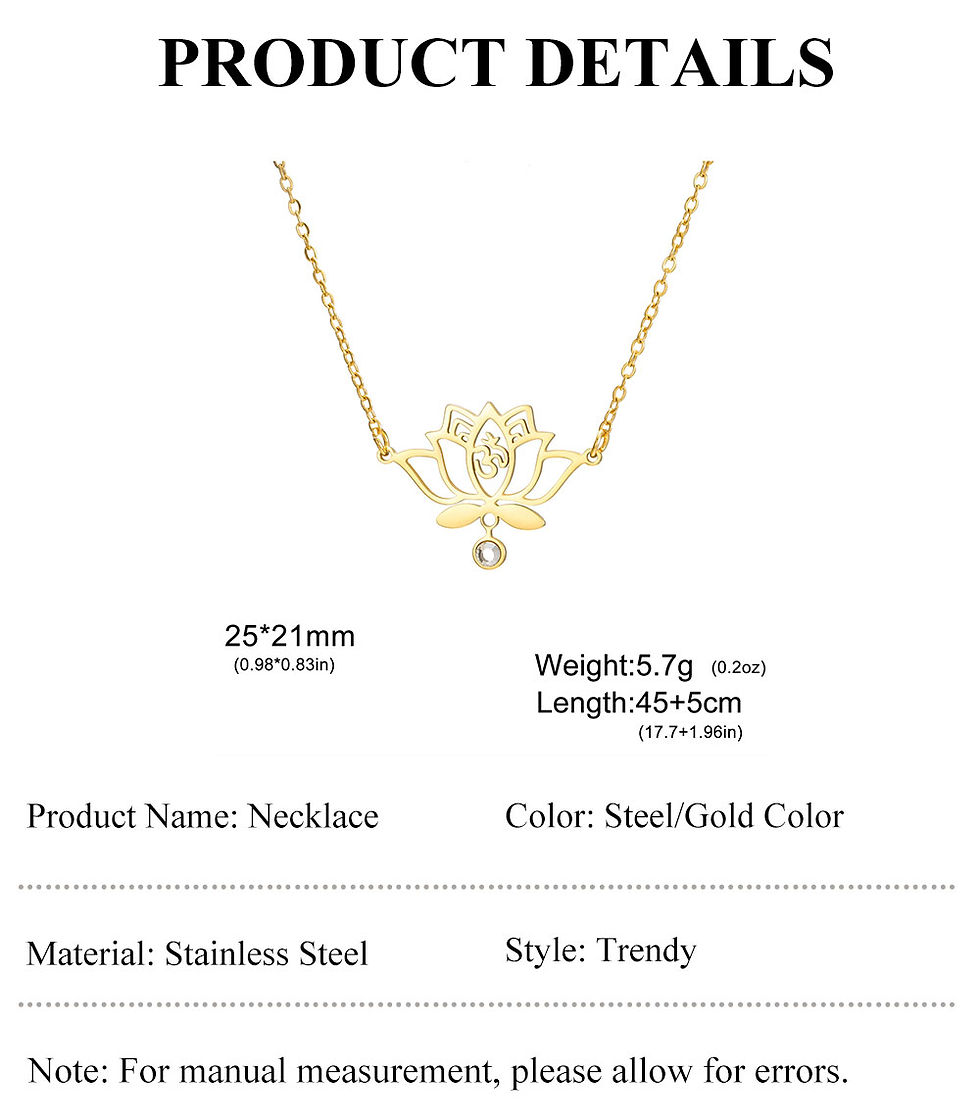 Thumbnail: Lucktune Lotus OM Symbol Pendant Necklace Stainless Steel Women's Necklace Vinta