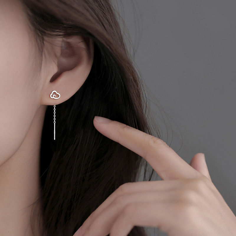 Thumbnail: Drop Ear Line Long Hanging Earrings for Women Rose Gold Color Zircon Crystal Pie