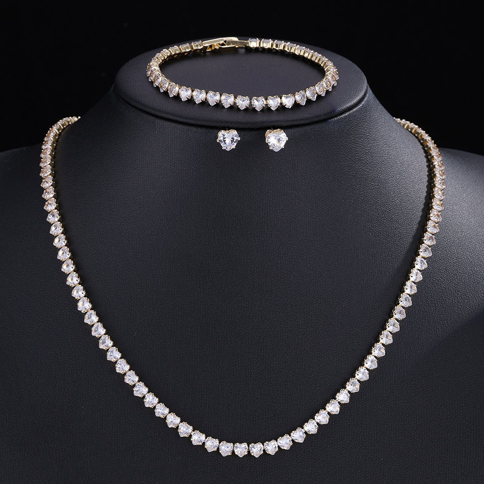 Thumbnail: ZAKOL Gorgeous Buling AAA Clear Round Cubic Zirconia Wedding Bridal Necklace Ear