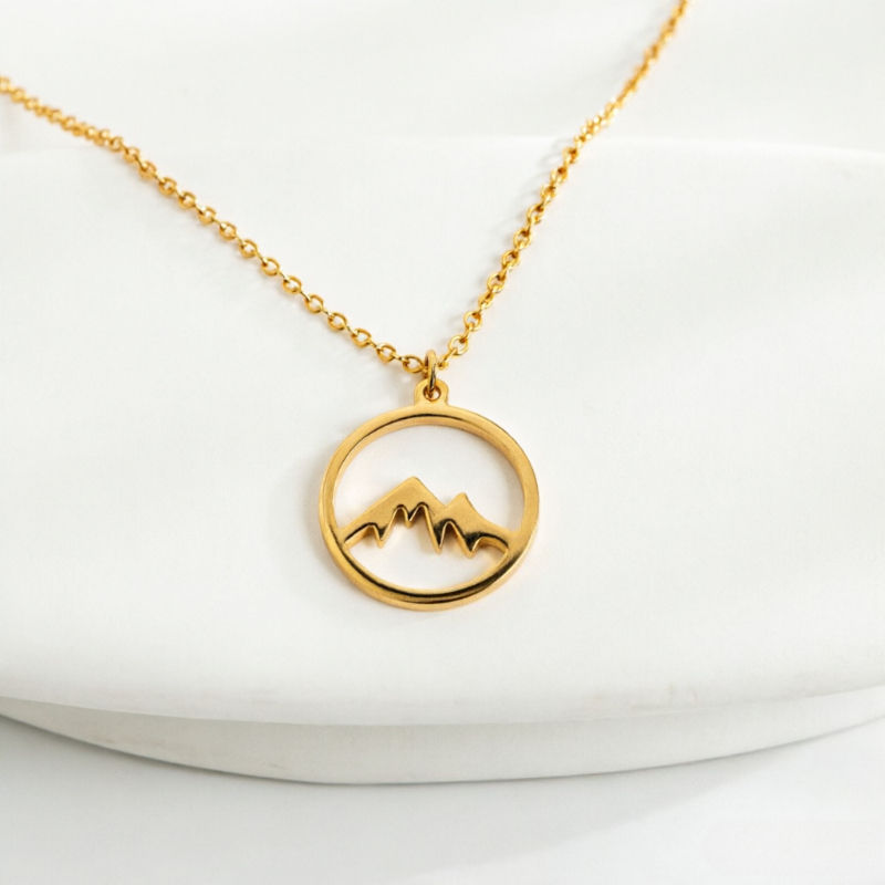 Thumbnail: Mountain Pendant Necklace Stainless Steel Men's and Women's Retro Geometric Ethn