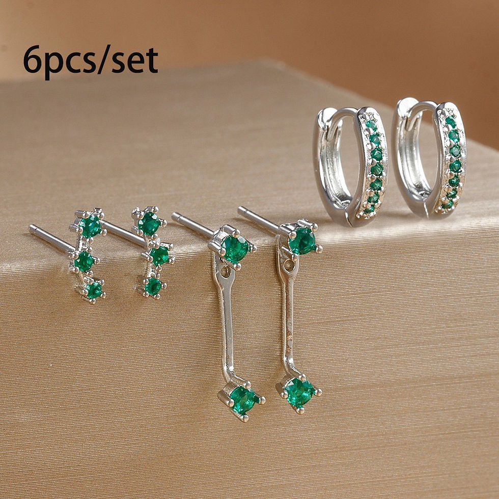 Thumbnail: 3 Pairs Exquisite Zircon Little Huggies Hoop Earrings Set for Women Stainless St